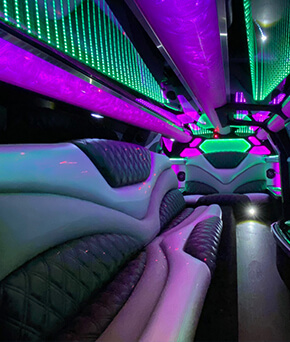 Neon lights in West Palm Beach limousine rental 