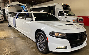 White Dodge Charger limousine 