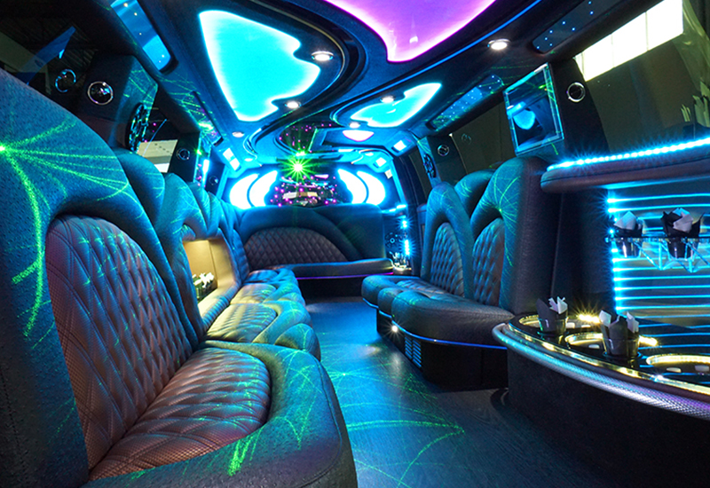 Limousine interior with leather seats